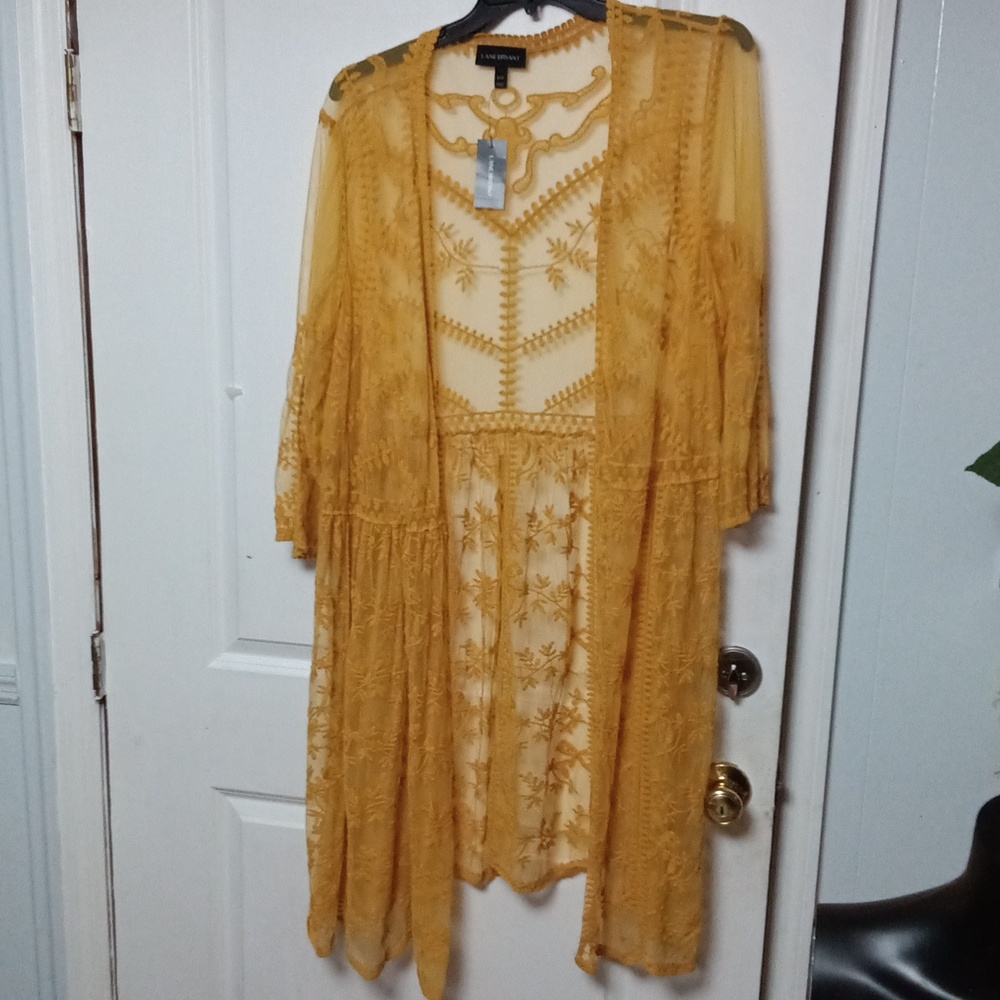 Catherines Mustard Yellow Lace Kimono